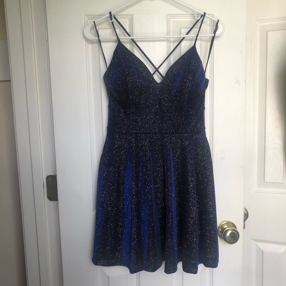 Navy Blue Sparkly Homecoming Dress
